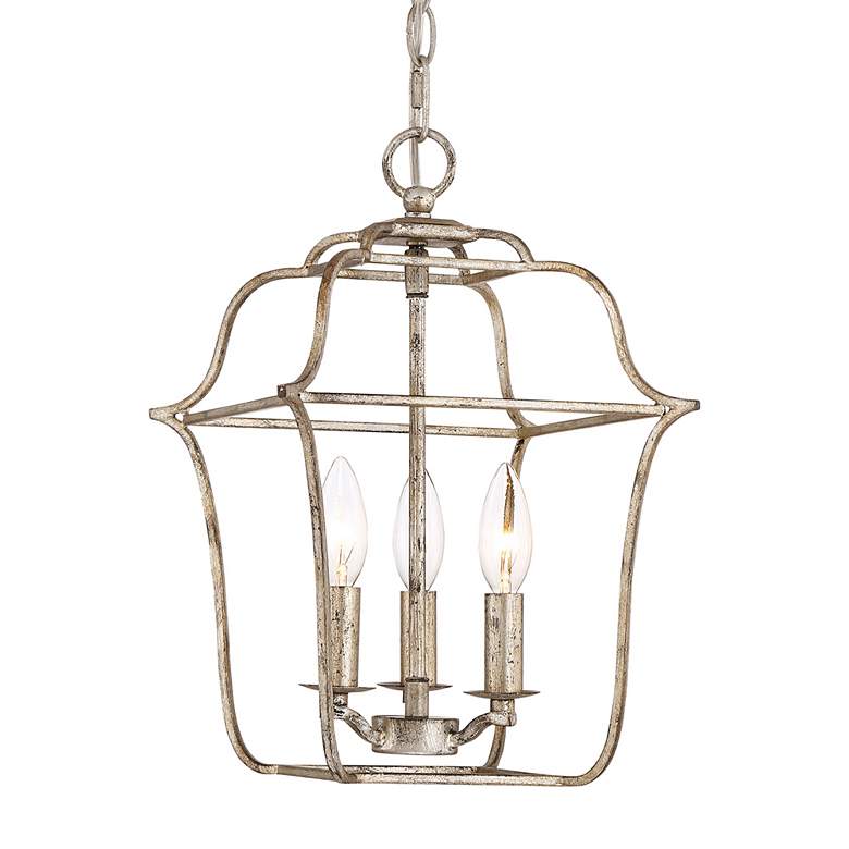 Image 1 Gallery 10" Wide Century Silver Leaf 3-Light Mini Chandelier