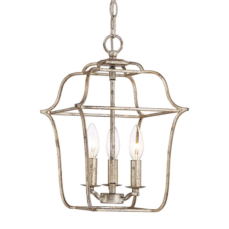 Image 1 Gallery 10 inch Wide Century Silver Leaf 3-Light Mini Chandelier