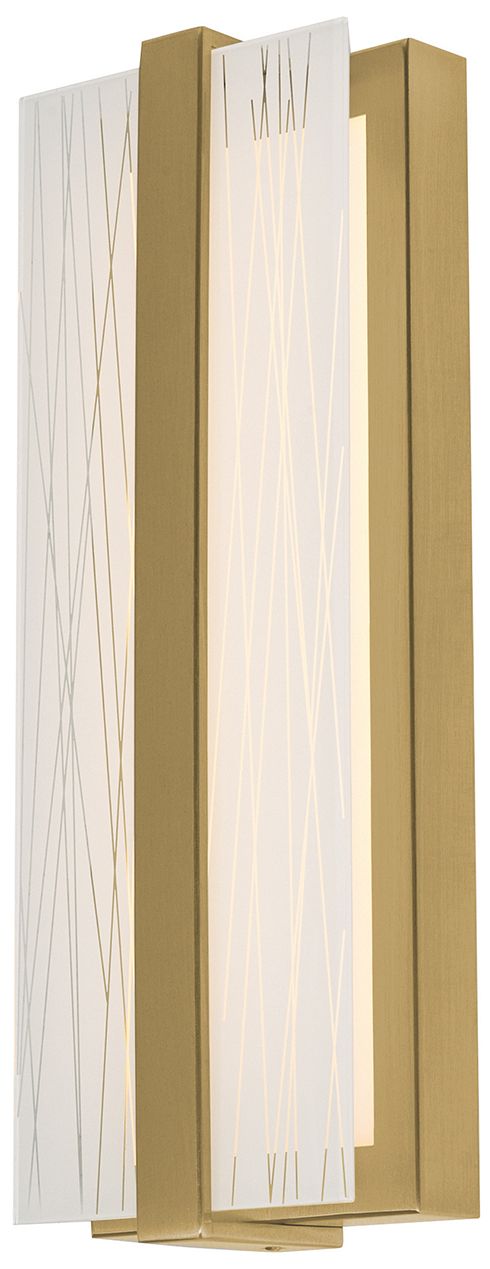 Gallery 14"H Antique Brass LED Wall Sconce w/ Frosted Clear Acrylic Shade