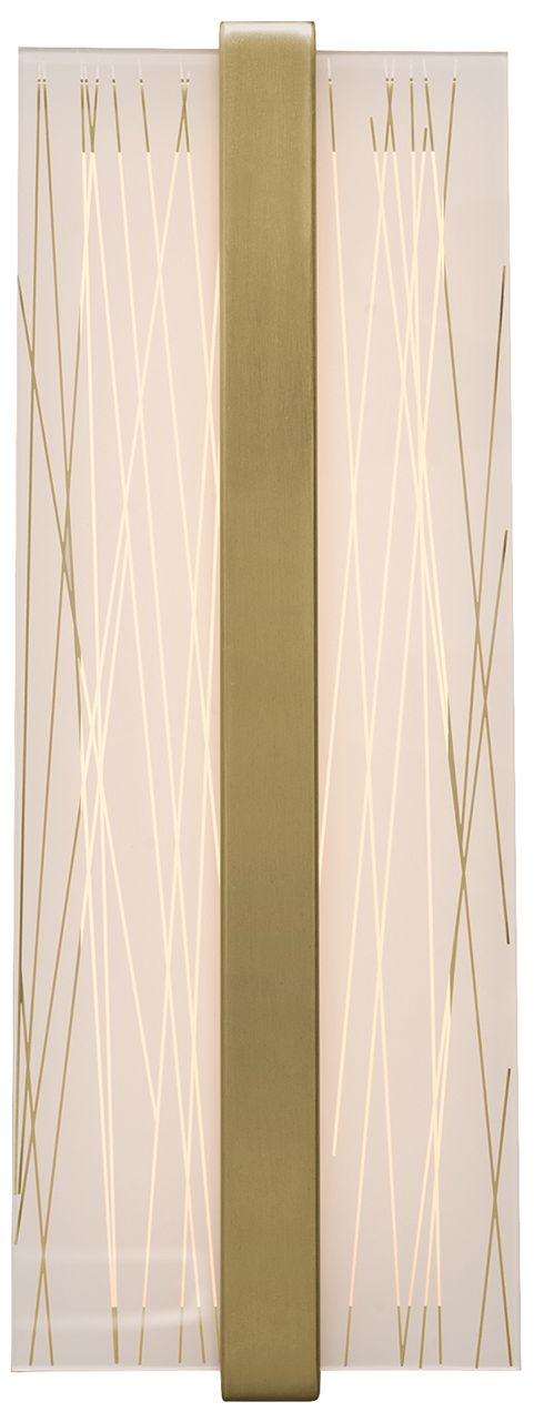 Image 3 Gallery 14"H Antique Brass LED Wall Sconce w/ Frosted Clear Acrylic Shade more views