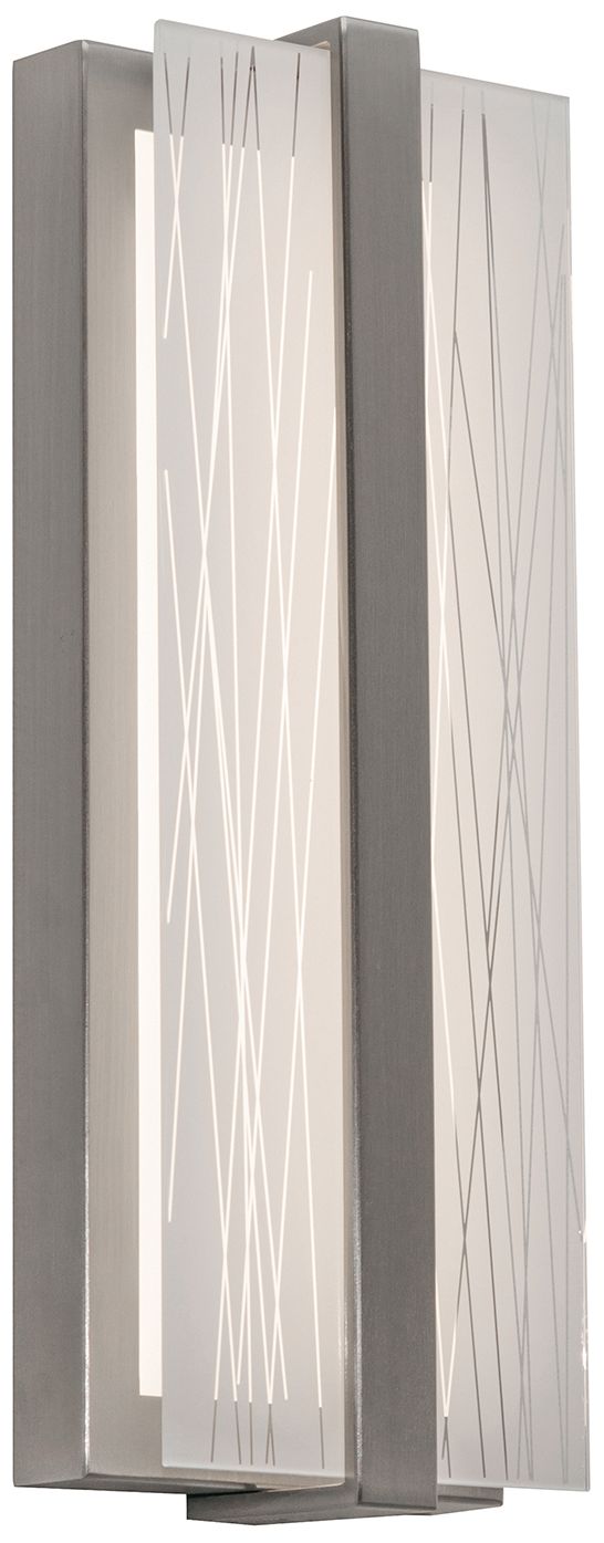 Gallery 14"H Satin Nickel LED Wall Sconce w/ Frosted Clear Acrylic Shade