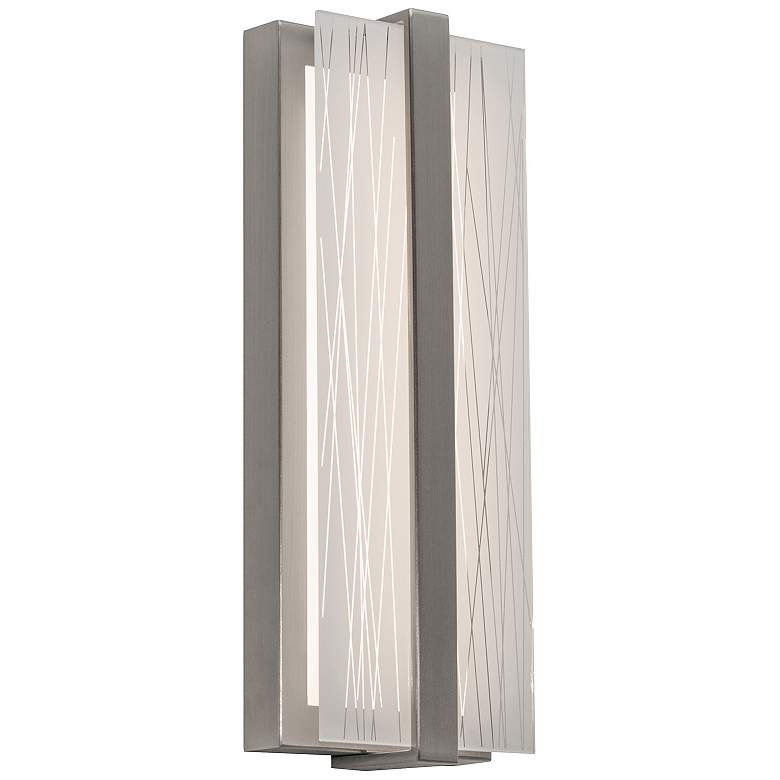 Image 1 Gallery 14"H Satin Nickel LED Wall Sconce w/ Frosted Clear Acrylic Shade