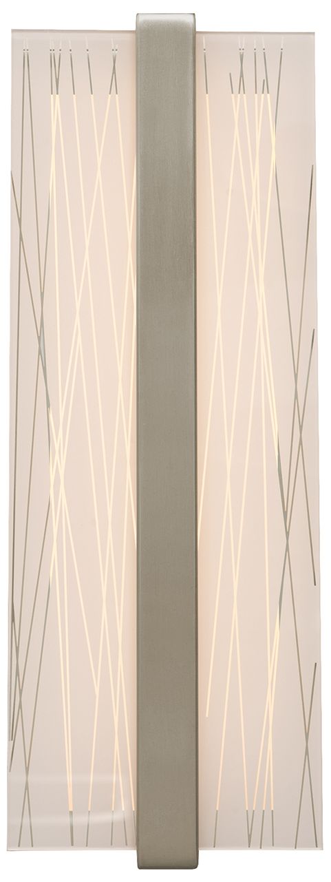 Image 3 Gallery 14"H Satin Nickel LED Wall Sconce w/ Frosted Clear Acrylic Shade more views