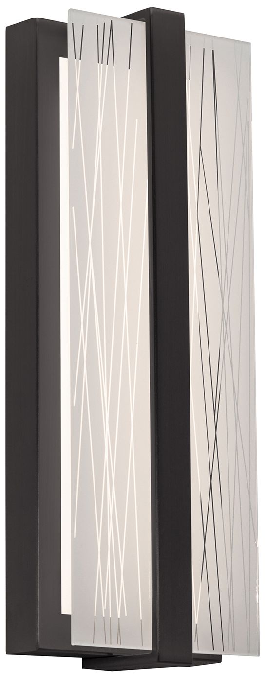 Gallery 14" High Black LED Wall Sconce with Frosted Clear Glass Shade