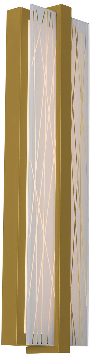 Gallery 20"H Antique Brass LED Wall Sconce w/ Frosted Clear Acrylic Shade