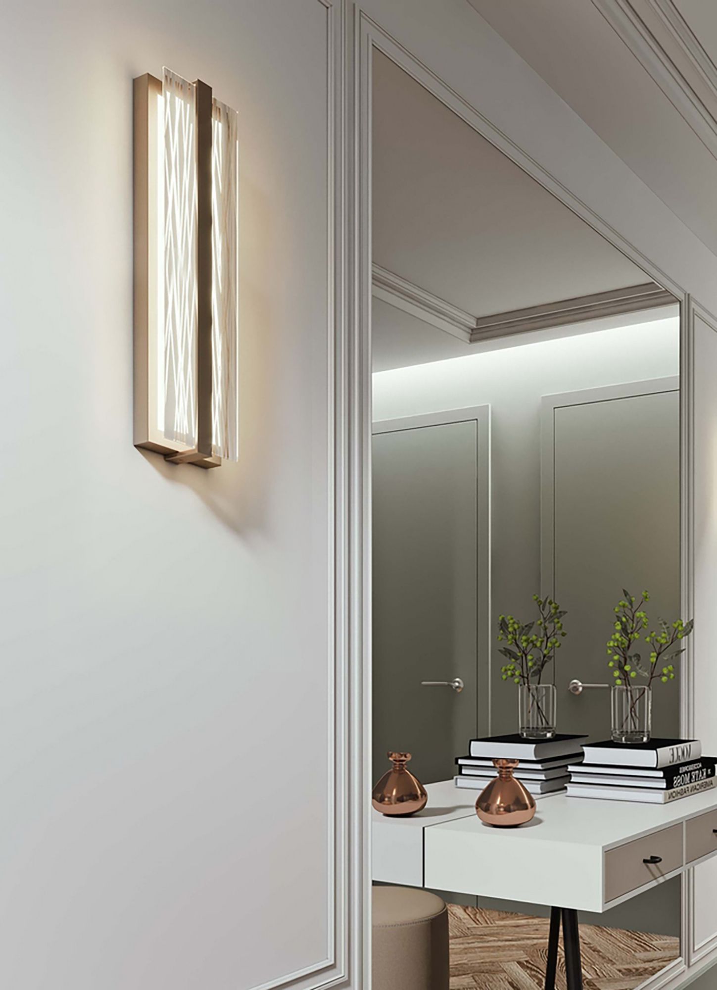 Image 4 Gallery 20"H Satin Nickel LED Wall Sconce w/ Frosted Clear Acrylic Shade more views