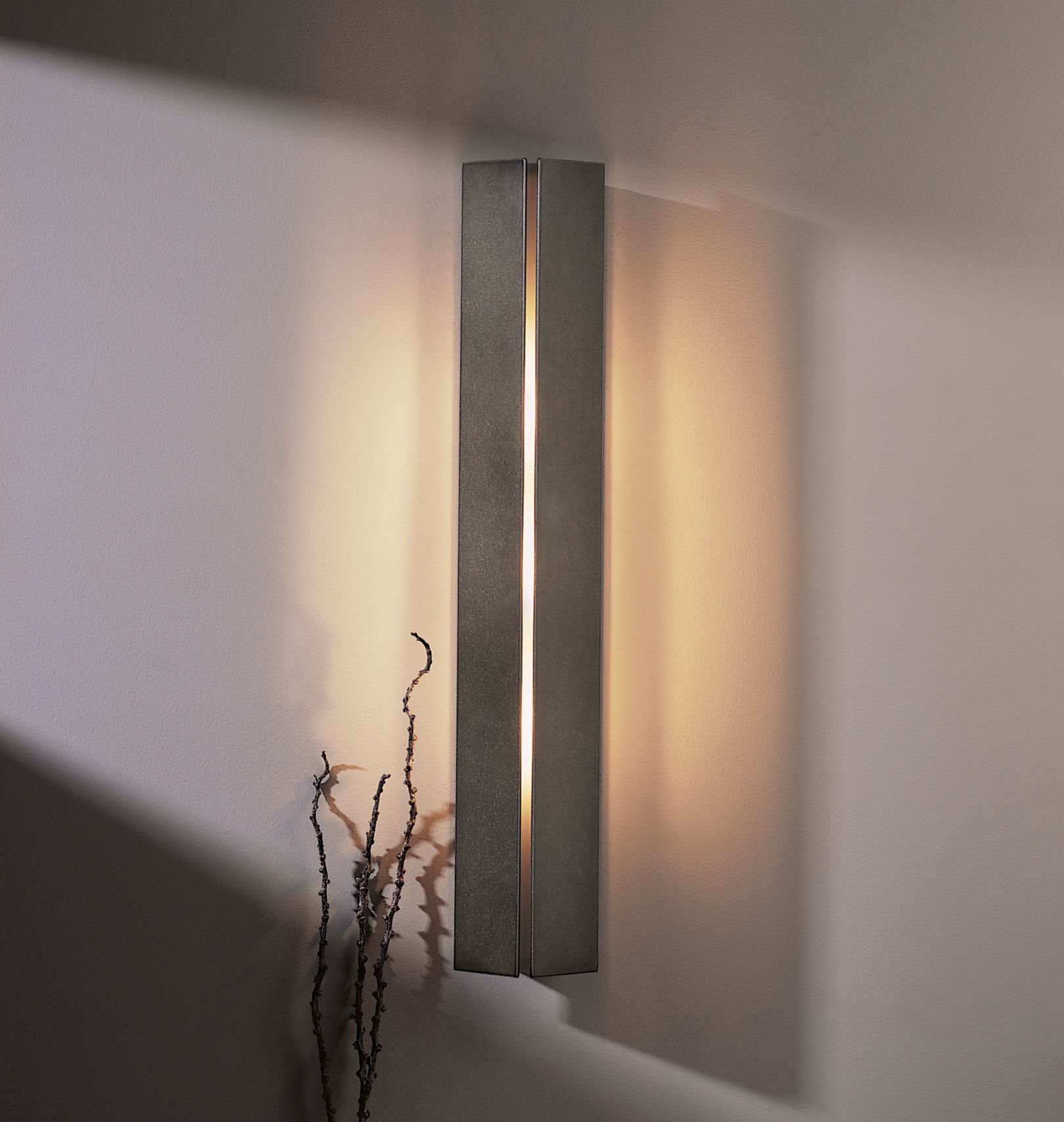 Image 2 Gallery 24.5" High Small Dark Smoke Sconce With Ivory Art Glass Shade more views
