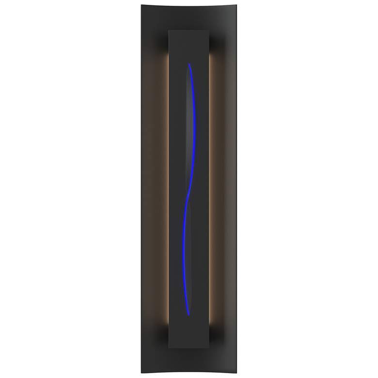 Image 1 Gallery 27.25" High Blue Glass Curved Cutout Black Sconce