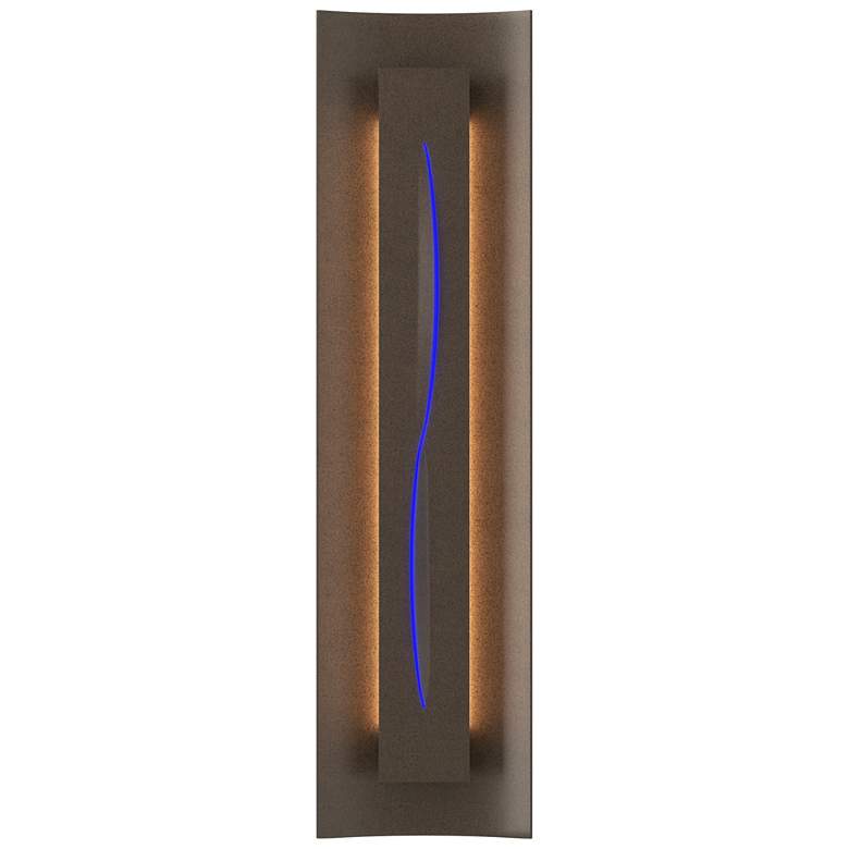 Image 1 Gallery 27.25 inch High Blue Glass Curved Cutout Bronze Sconce
