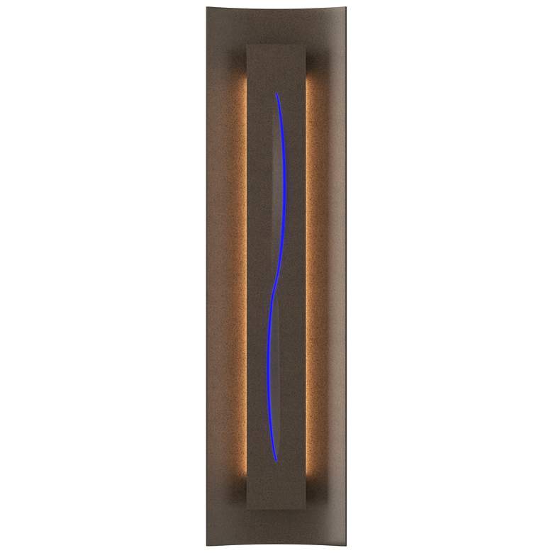 Image 1 Gallery 27.25" High Blue Glass Curved Cutout Bronze Sconce