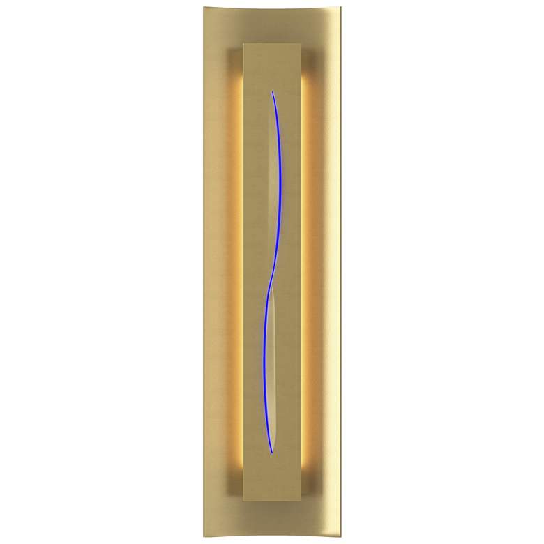 Image 1 Gallery 27.25" High Blue Glass Curved Cutout Modern Brass Sconce