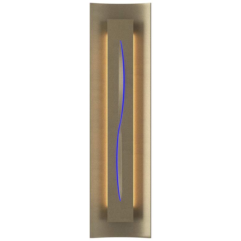 Image 1 Gallery 27.25" High Blue Glass Curved Cutout Soft Gold Sconce