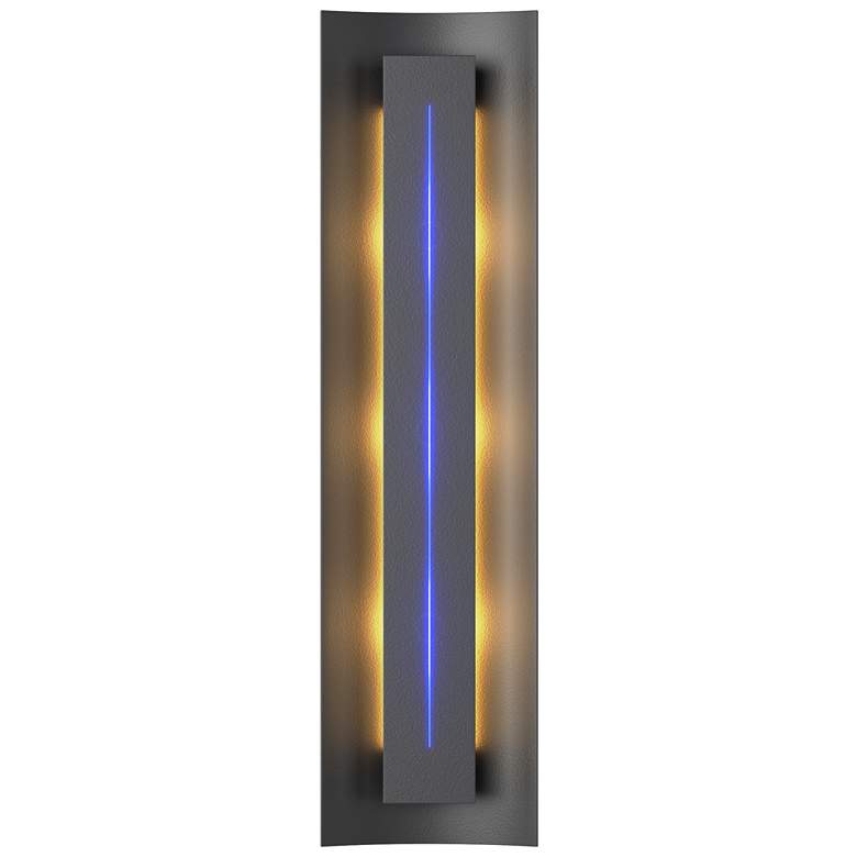 Image 1 Gallery 27.25" High Blue Glass Straight Cutout Black Sconce