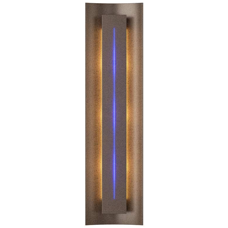 Image 1 Gallery 27.25 inch High Blue Glass Straight Cutout Bronze Sconce