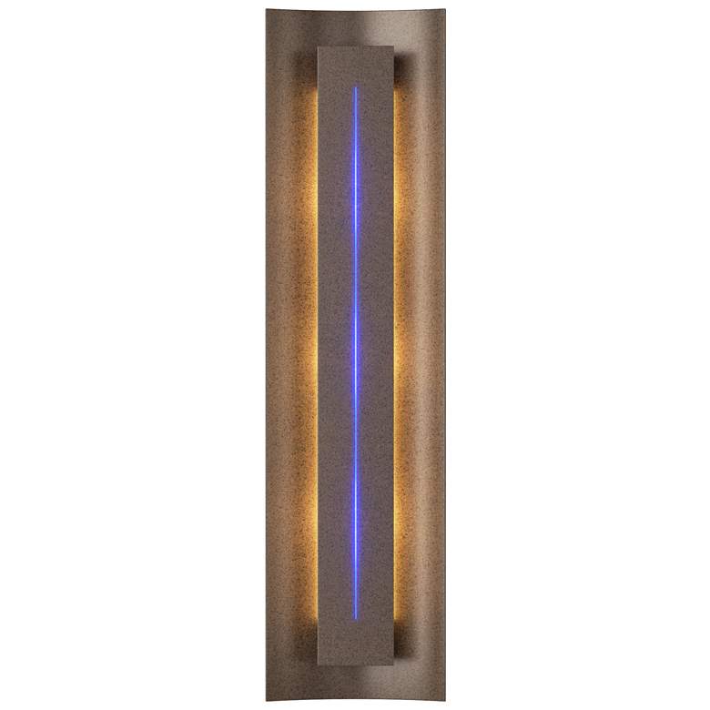 Image 1 Gallery 27.25" High Blue Glass Straight Cutout Bronze Sconce
