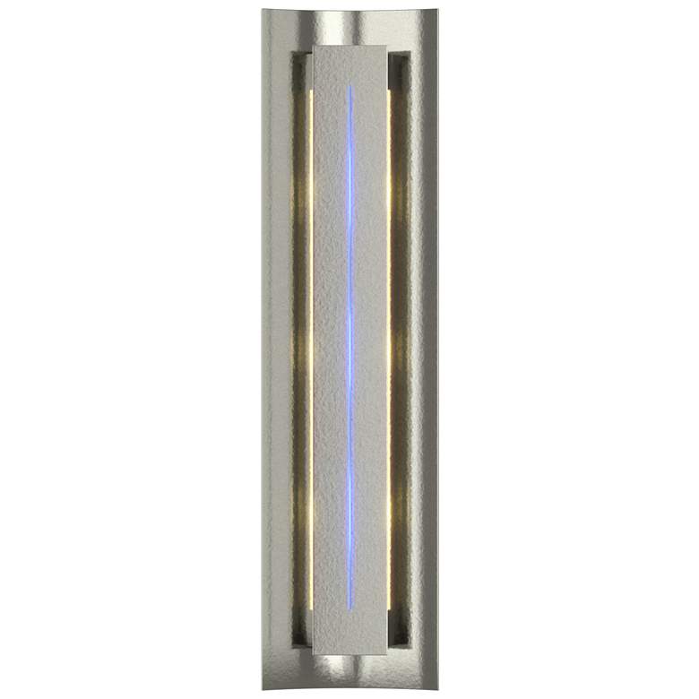 Image 1 Gallery 27.25" High Blue Glass Straight Cutout Sterling Sconce