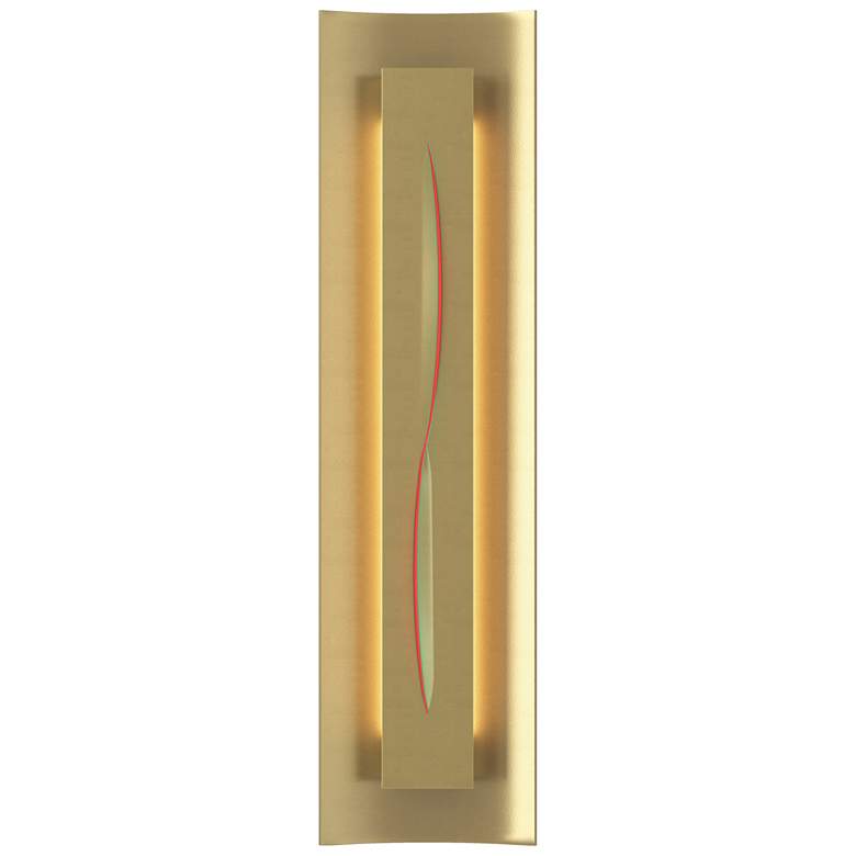 Image 1 Gallery 27.25 inch High Red Glass Curved Cutout Modern Brass Sconce