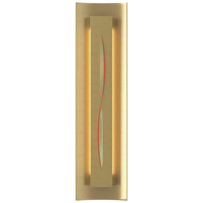 Image 1 Gallery 27.25" High Red Glass Curved Cutout Modern Brass Sconce