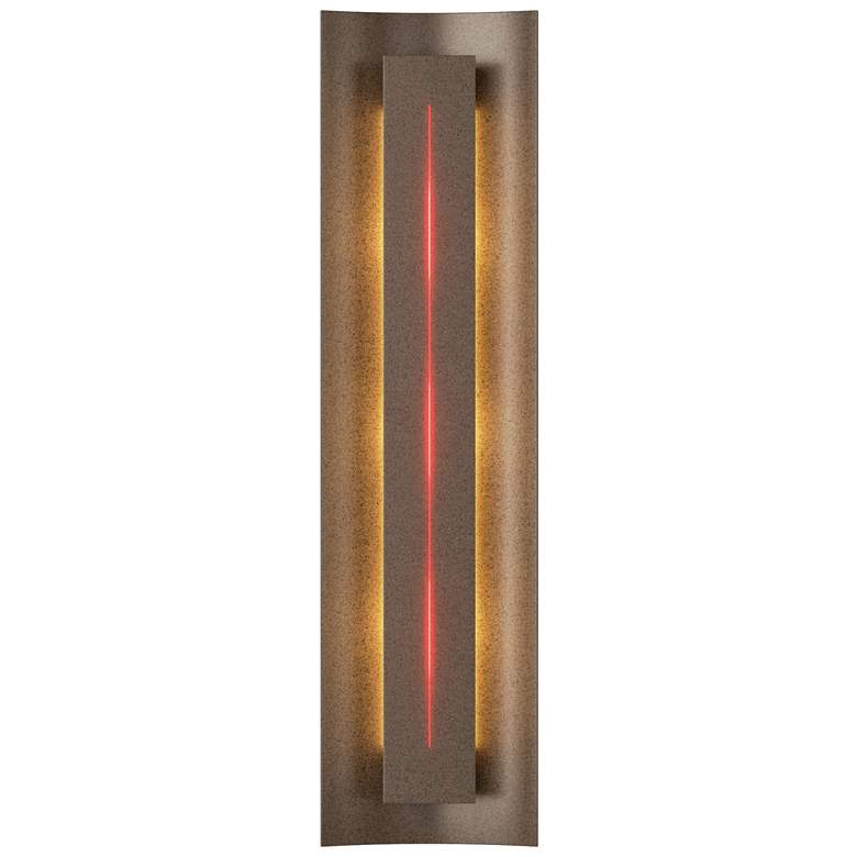 Image 1 Gallery 27.25" High Red Glass Straight Cutout Bronze Sconce