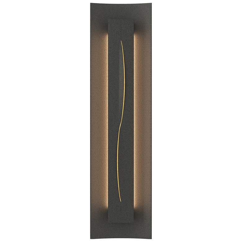 Image 1 Gallery 27.25"H Amber Glass Curved Cutout Natural Iron Sconce