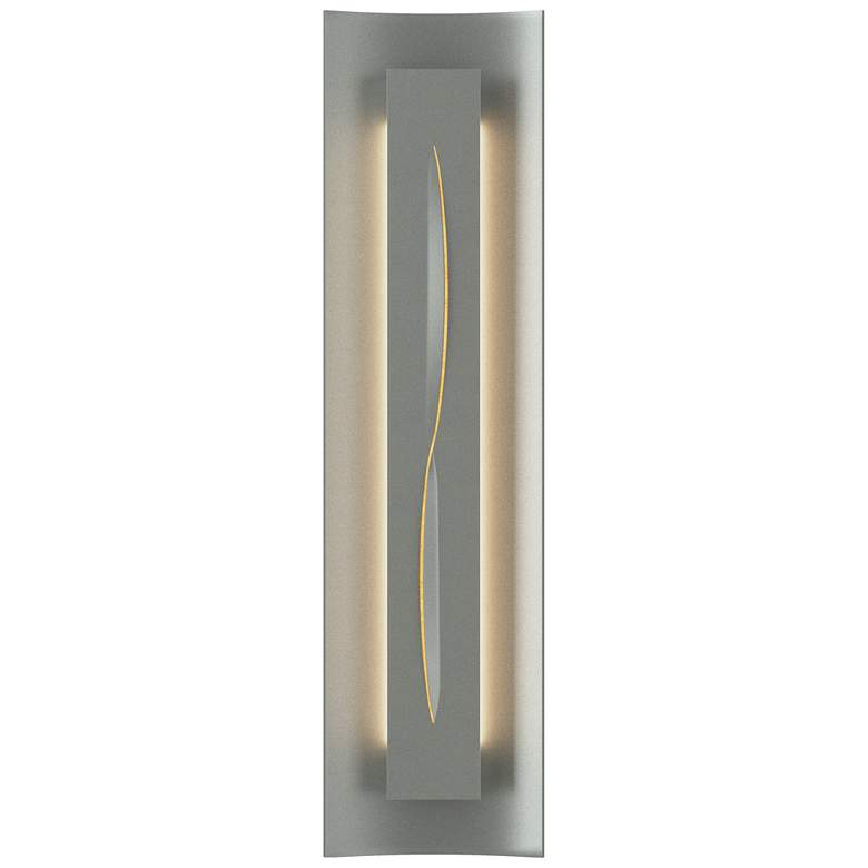Image 1 Gallery 27.25"H Amber Glass Curved Cutout Vintage Platinum Sconce