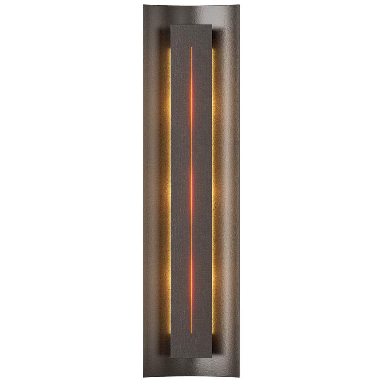 Image 1 Gallery 27.25"H Amber Glass Straight Cutout Bronze Sconce