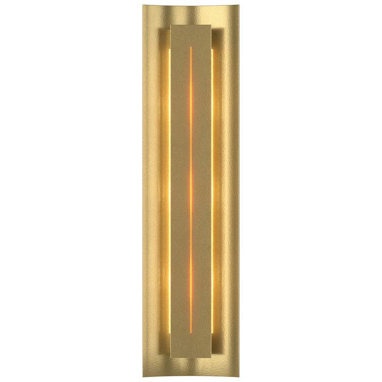 Image 1 Gallery 27.25"H Amber Glass Straight Cutout Modern Brass Sconce