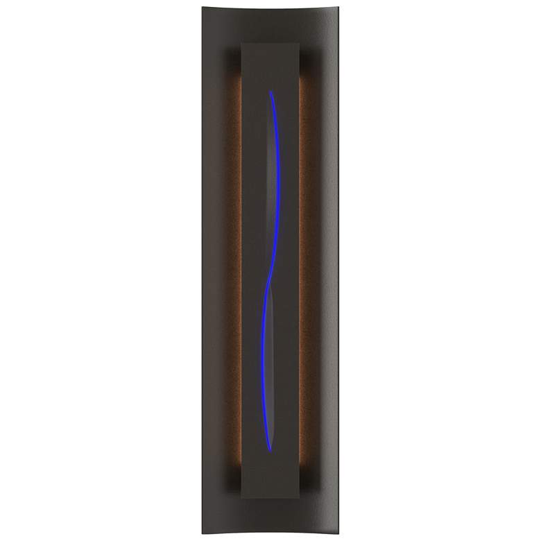 Image 1 Gallery 27.25 inchH Blue Glass Curved Cutout Oil Rubbed Bronze Sconce
