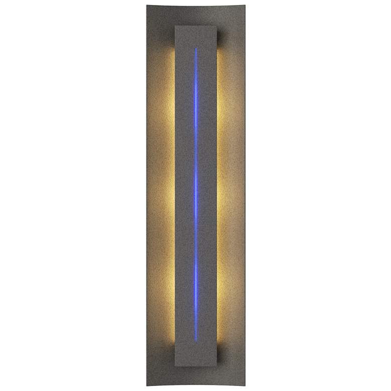 Image 1 Gallery 27.25"H Blue Glass Straight Cutout Natural Iron Sconce