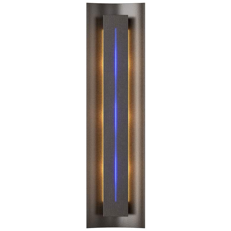 Image 1 Gallery 27.25 inchH Blue Glass Straight Cutout Oil Rubbed Bronze Sconce