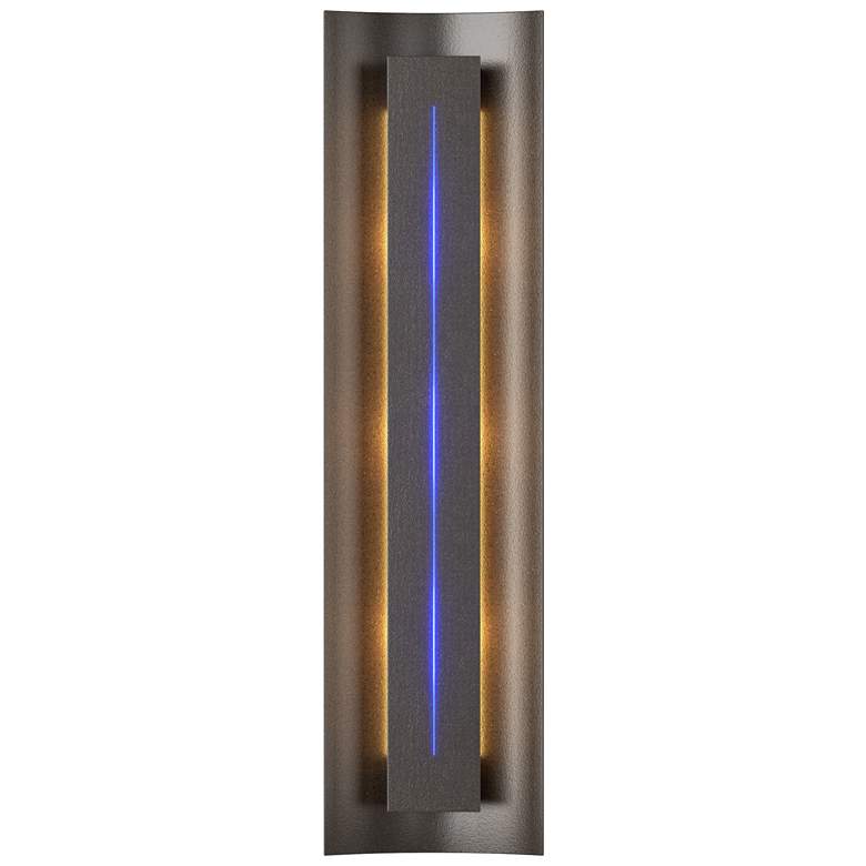 Image 1 Gallery 27.25"H Blue Glass Straight Cutout Oil Rubbed Bronze Sconce