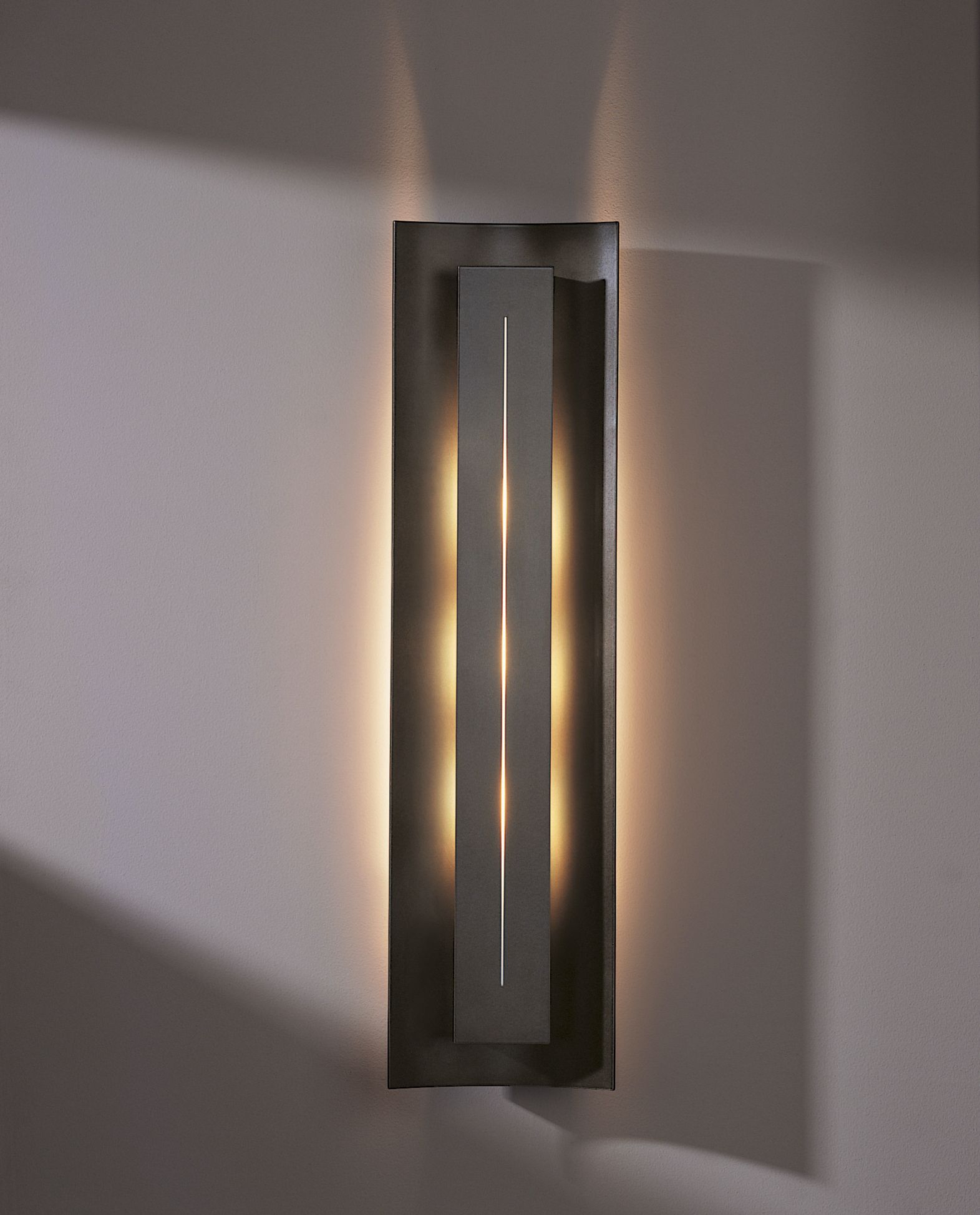 Image 2 Gallery 27.25"H Dark Smoke Straight Cutout Sconce With Ivory Art Shade more views