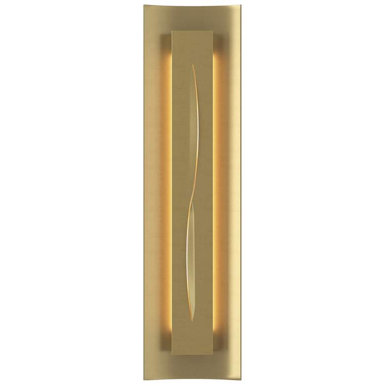 Image 1 Gallery 27.25 inchH Ivory Art Glass Curved Cutout Modern Brass Sconce
