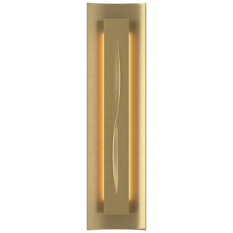 Image 1 Gallery 27.25"H Ivory Art Glass Curved Cutout Modern Brass Sconce