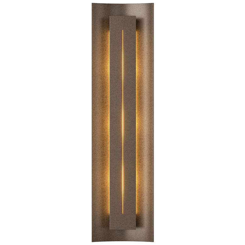 Image 1 Gallery 27.25 inchH Ivory Art Glass Straight Cutout Bronze Sconce