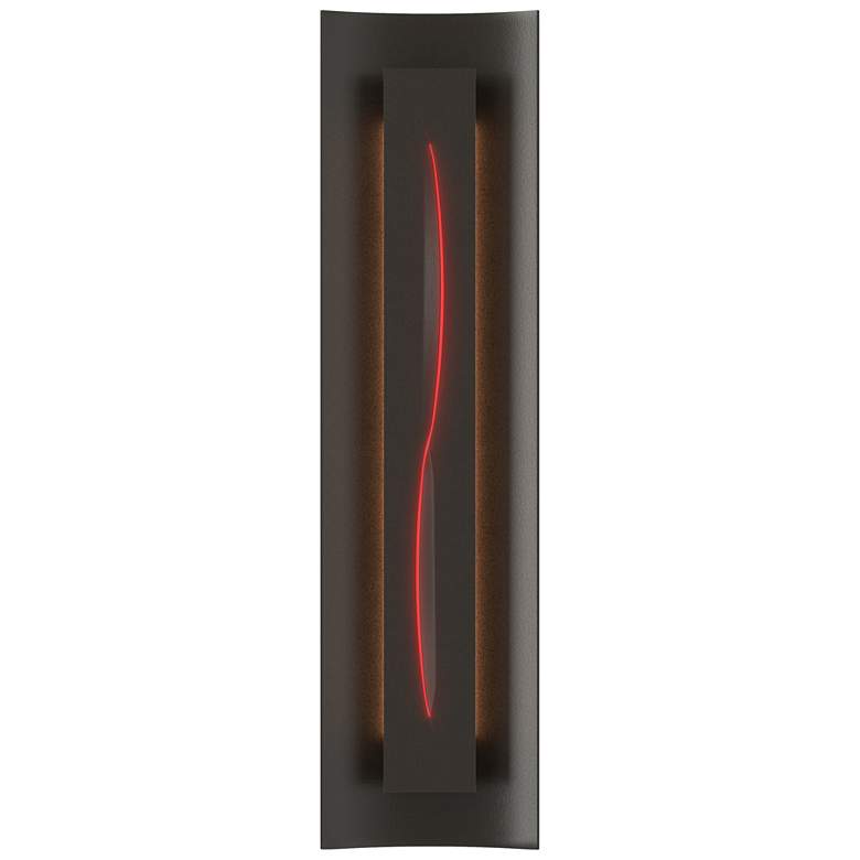 Image 1 Gallery 27.25 inchH Red Glass Curved Cutout Oil Rubbed Bronze Sconce