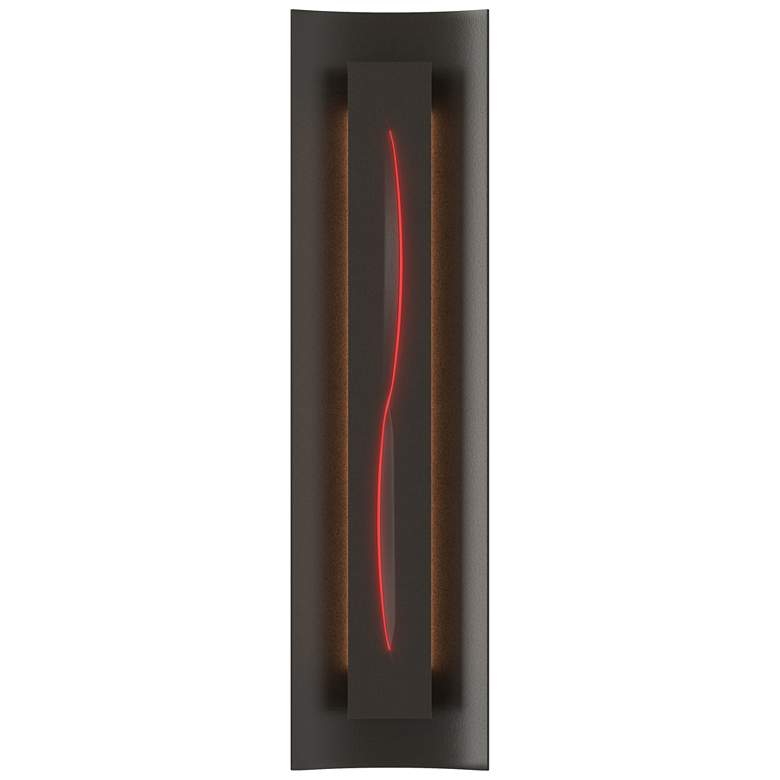 Image 1 Gallery 27.25"H Red Glass Curved Cutout Oil Rubbed Bronze Sconce
