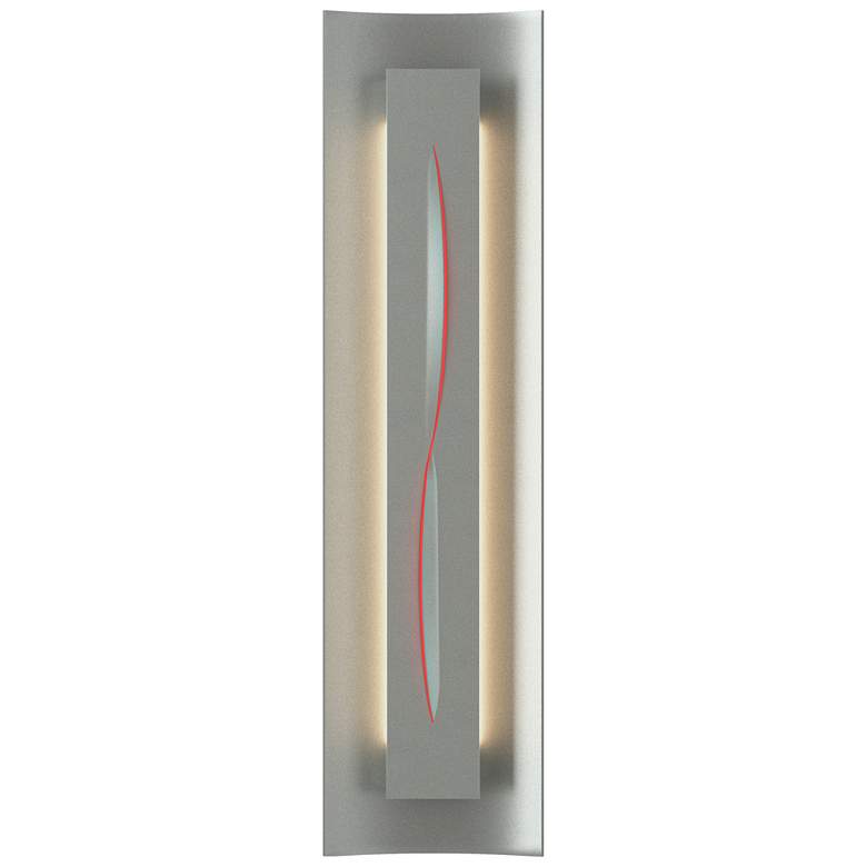 Image 1 Gallery 27.25"H Red Glass Curved Cutout Vintage Platinum Sconce