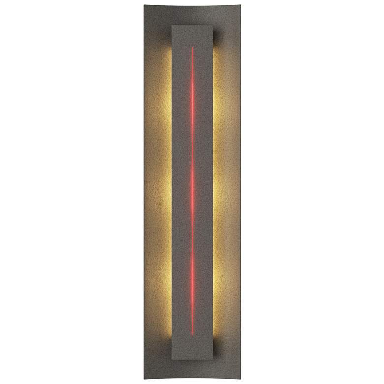 Image 1 Gallery 27.25"H Red Glass Straight Cutout Natural Iron Sconce