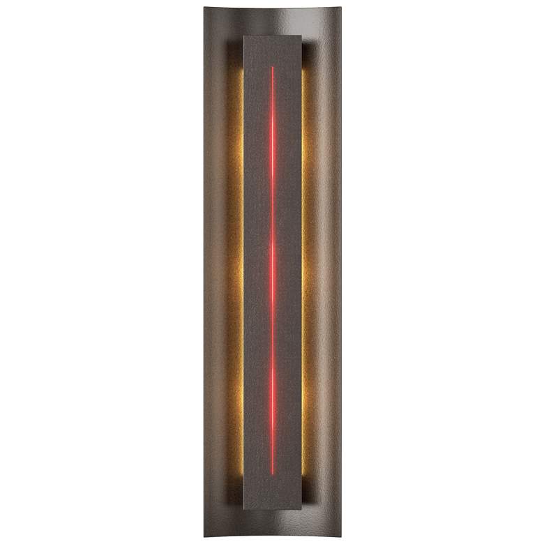 Image 1 Gallery 27.25 inchH Red Glass Straight Cutout Oil Rubbed Bronze Sconce