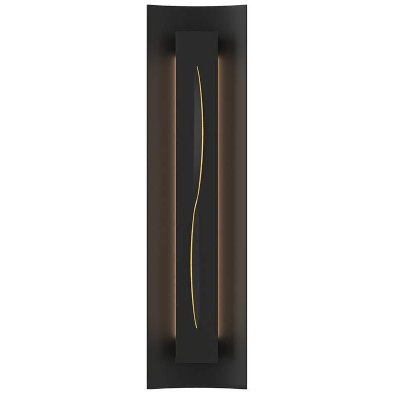 Image 1 Gallery 27 1/4" High Black Wall Sconce with Amber Glass