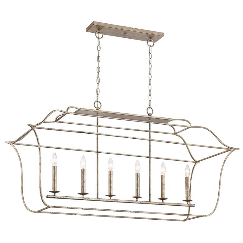 Image 1 Gallery 48" Wide Silver Leaf 6-Light Island Chandelier