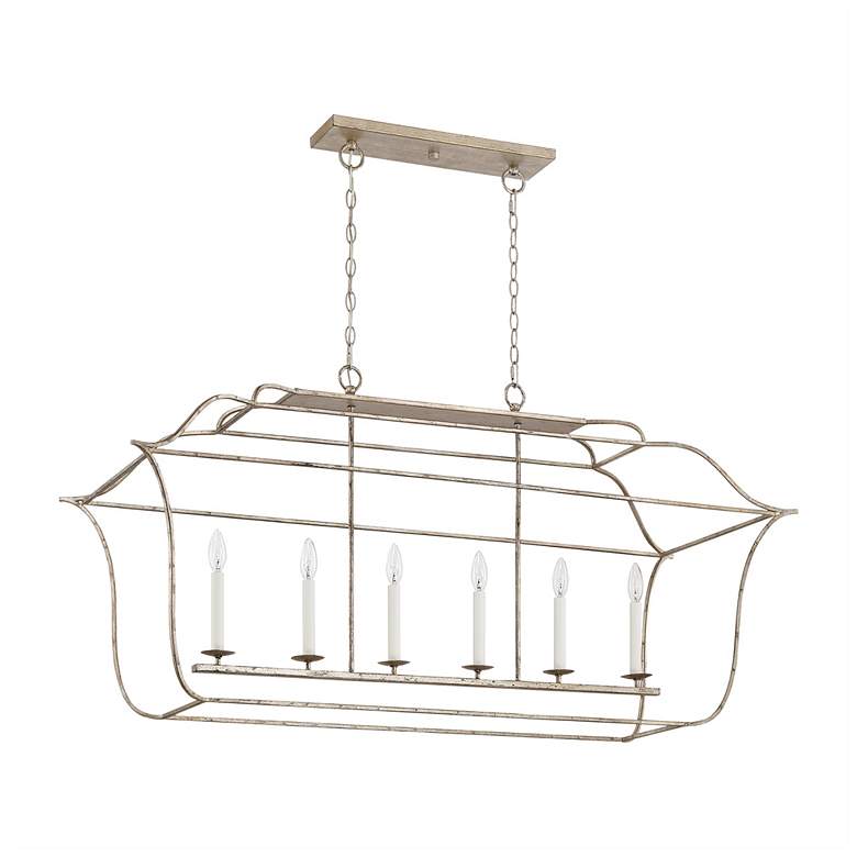 Image 2 Gallery 48" Wide Silver Leaf 6-Light Island Chandelier more views