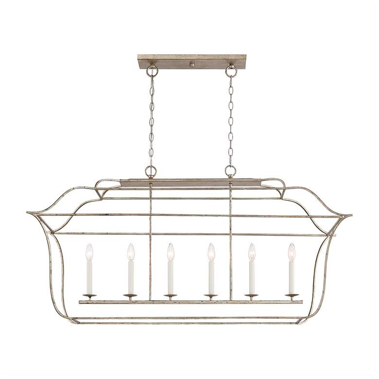 Image 3 Gallery 48" Wide Silver Leaf 6-Light Island Chandelier more views
