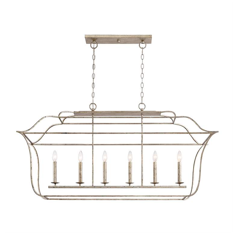 Image 4 Gallery 48" Wide Silver Leaf 6-Light Island Chandelier more views
