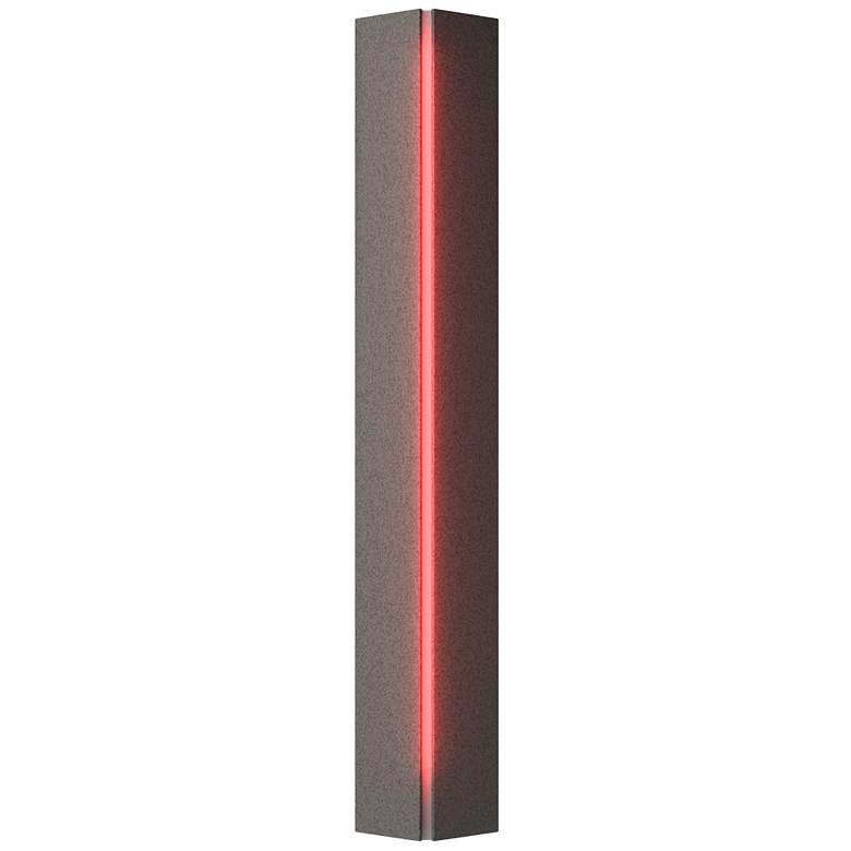 Image 1 Gallery Small Sconce - Natural Iron Finish - Red Glass