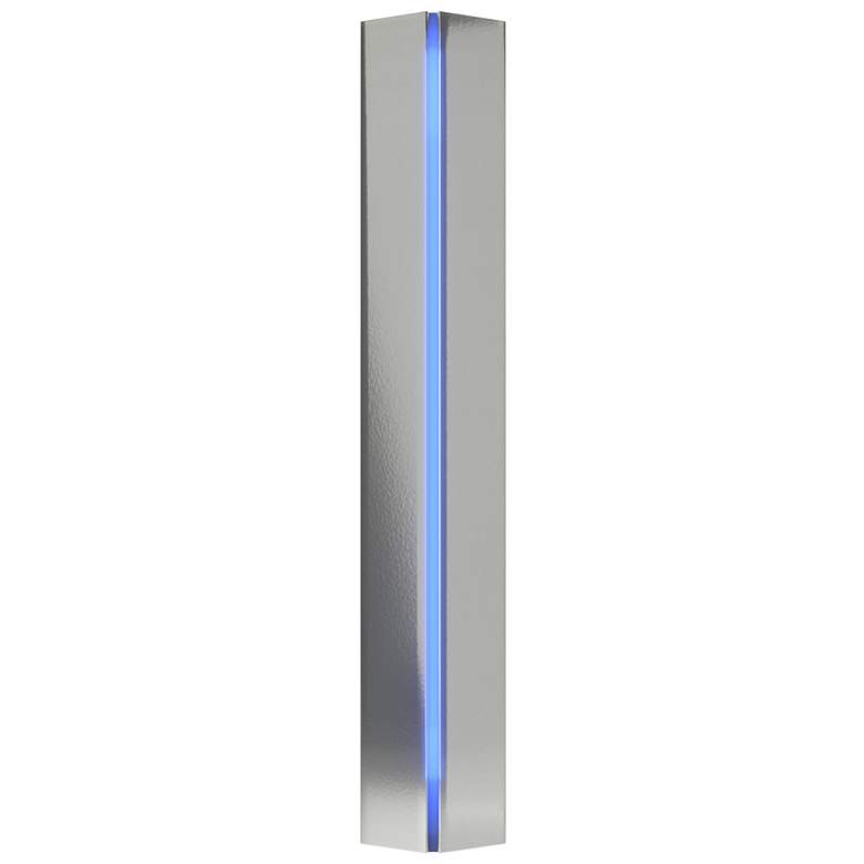 Image 1 Gallery Small Sconce - Sterling Finish - Blue Glass