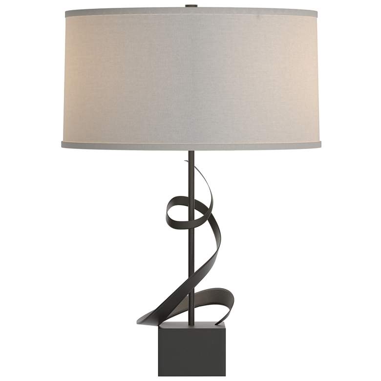 Image 1 Gallery Spiral 22.9 inch High Black Table Lamp With Flax Shade