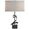 Gallery Spiral 22.9" High Black Table Lamp With Flax Shade