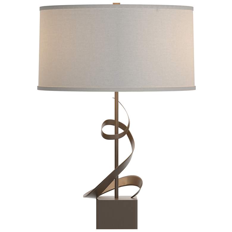 Image 1 Gallery Spiral 22.9" High Bronze Table Lamp With Flax Shade